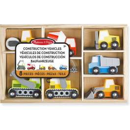 Melissa & Doug - Houten werkvoertuigen met houten opbergdoos (8-delig)