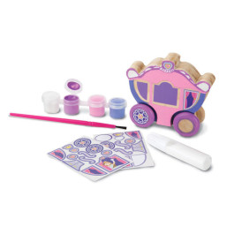 Versier je eigen prinsessenwagen met deze leuke knutselset van het merk Melissa & Doug. Inclusief potjes verf, kwasten en stickers.