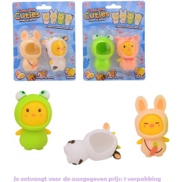 John Toy Squishy Stressbal voor kinderen - Dieren met 2 outfits