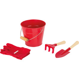 Kinder tuinset met Metalen emmer en tuinhandschoenen