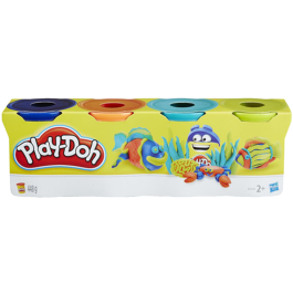 Play-Doh 4 potjes klei - 448 gram - blauw/oranje/aqua/geel