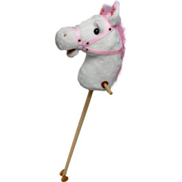 Stokpaardje met Geluid en Bewegende Mond Roze/Wit