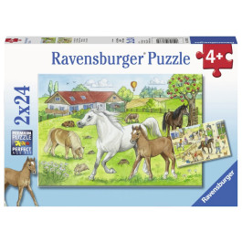 Ravensburger - Op de manege (2x24) - Kinderpuzzel