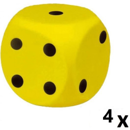 Foam dobbelsteen 16 x 16cm Geel 4 stuks