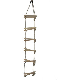 Touwladder 3-zijden PP touw - 5 houten sporten (Ø3,5x40cm) lengte 220cm