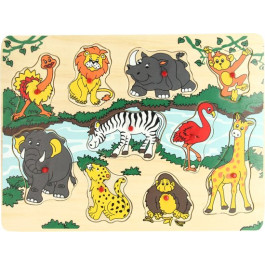 Houten noppen puzzel - wilde dieren