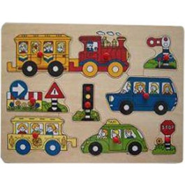 Houten noppen puzzel - voertuigen