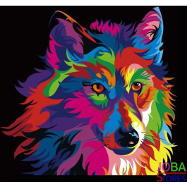 Diamond Painting - (30x30cm) - Wolf kleurrijk