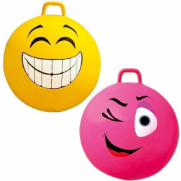 Skippybal smiley 65 cm Geel + Roze
