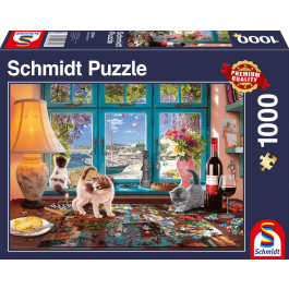 Schmidt - Bureau van een Puzzelaar, katten (1000) - Puzzel