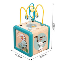 Playwood - Houten Motoriek Activiteiten Kubus met Kralenframe Groen