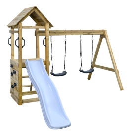 Speeltoestel Maria met Blauwe Glijbaan 175cm + Dubbele Schommel - Blauw