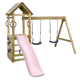 Speeltoestel Maria met Blauwe Glijbaan 175cm + Dubbele Schommel - Blauw