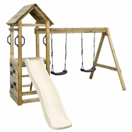 Speeltoestel Maria met Blauwe Glijbaan 175cm + Dubbele Schommel - Blauw