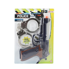 Politie Speelset - Pistool met Licht en Geluid + Metalen Handboeien