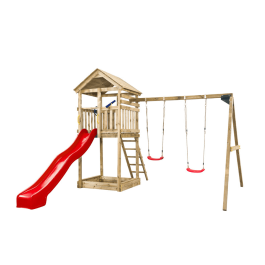 SwingKing Speeltoestel Daan met Dubbele Schommel + Glijbaan Rood