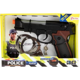 Politie Speelset - Pistool 22cm met Licht en Geluid + Metalen Handboeien
