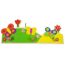 Houten kapstok kind met 3 haken - Vlinder