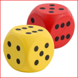 Foam Dobbelstenen Rood en Geel (16cm)