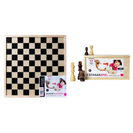 Longfield Houten schaakbord met schaakstukken in houten kistje
