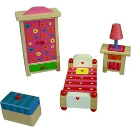 Charls Toys houten poppenhuis meubeltjes kinderkamer
