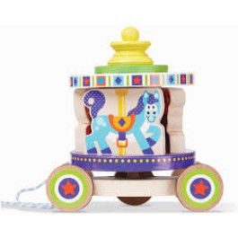 Melissa & Doug - Baby Carousel op Wielen met Trekkoord - (13616)