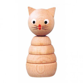 MIVA - Houten Stapelring Kat (naturel)