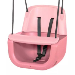 Dice - Kunststof Babyzitje 3 in 1 Pastelroze - Zwart Gevlochten Touw