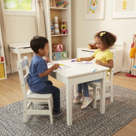 Melissa & Doug - Houten Kindertafel met twee Stoeltjes - wit