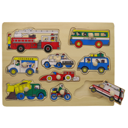 Houten noppen puzzel - Voertuigen