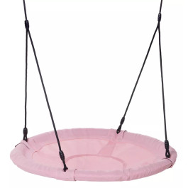 Dice - Nestschommel Pastel Roze Ø100cm - Zwart Gevlochten Touw