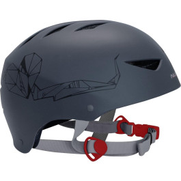 Nijdam Skatehelm Deluxe Print - Aggressive - Antraciet/Zwart/Rood - S