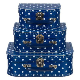 3-delige kofferset polkadot blauw