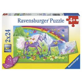 Ravenburger 2in1 Puzzel - Regenboog Paarden (2x24)