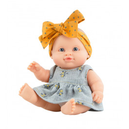 Paola Reina - Puppegie 21 cm - meisje gele strik