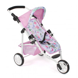 Poppenbuggy Jogging Lola (bloemen wit/roze)