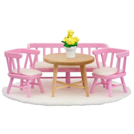 Lundby - Set Eethoek (roze/hout)
