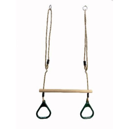 Hermic - Houten Trapeze met kunststof Turnringen Groen