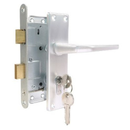 Deurbeslag Tuindeuren Aluminium (inclusief slot met 3 sleutels) - Deurschild en Gebogen Deurkruk