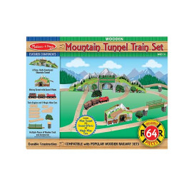Melissa & Doug - Mountain Tunnel Houten Spoorwegset (64 dlg.)