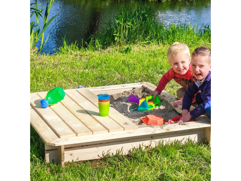 smog gazon bod Outdoor Life - Houten Zandbak met Deksel (118x118x20cm)