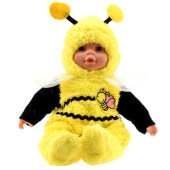 babypop met dierenpyjama bijtje geel