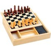 Houten Spellen Doos 4 in 1