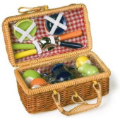 Rieten Poppen Picknickmand met Theeservies