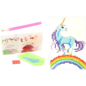 Diamond Painting - (10x15cm) - Unicorn regenboog