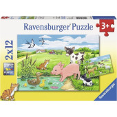 4005556075829 - Ravensburger puzzel Jonge dieren op het platteland - 2x12 stukjes