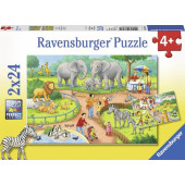 4005556078134 - Ravensburger puzzel Een dag in de dierentuin - 2x24 stukjes - kinderpuzzel