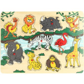 Houten noppen puzzel - wilde dieren