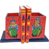 Boekensteun beer met paraplu en pennenbakje brocante afwerking