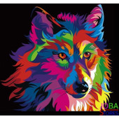 Diamond Painting - (30x30cm) - Wolf kleurrijk